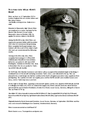 A preview of a PDF biography for Wilson, Peter John